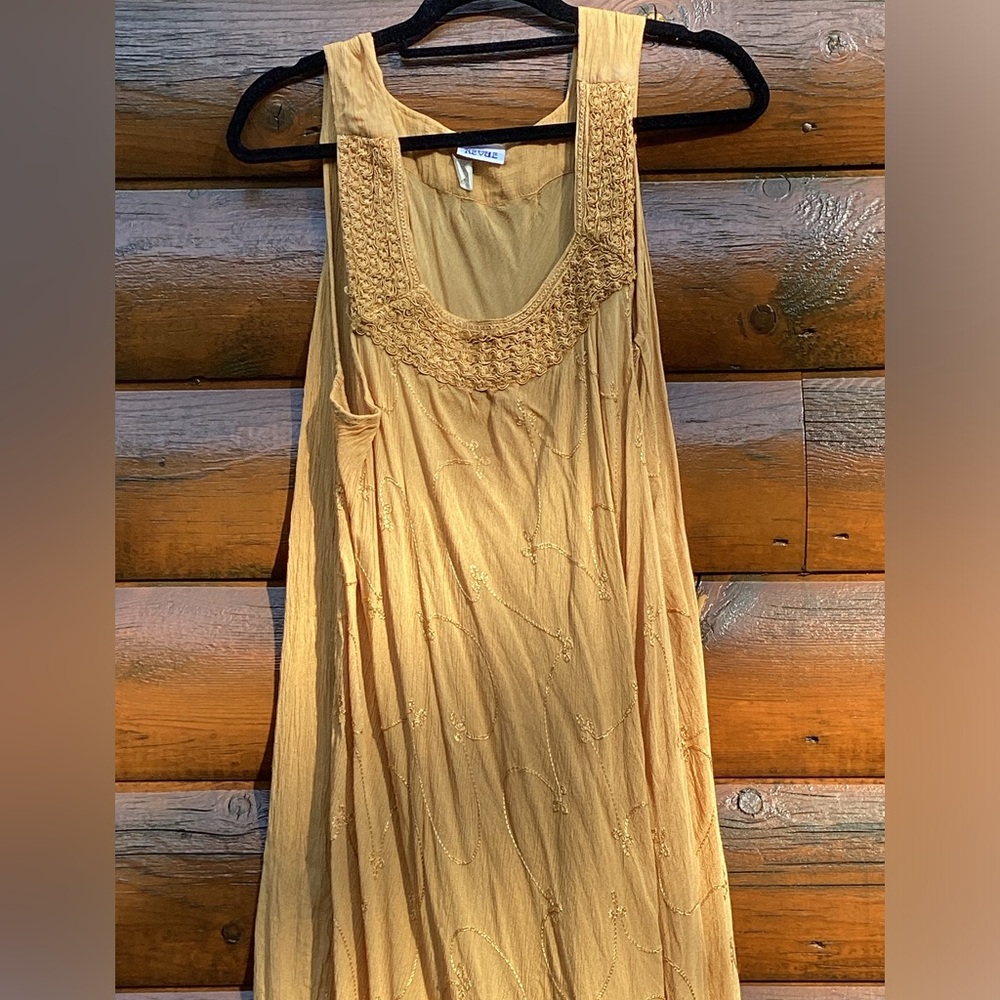 ⚜️ GAUZE HIGH /LOW REVUE COVER UP TUNIC MUSTARD/GOLD VNC  one size fits most